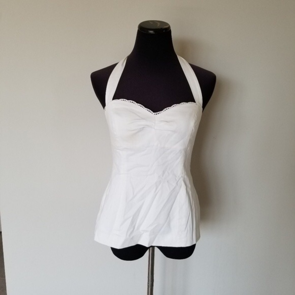 Lilly Pulitzer Scalloped Halter Top white